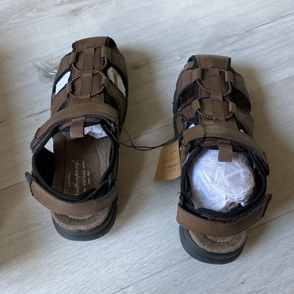 Weatherproof Vintage Men's Cory Fisherman Sandals Brown 9M NWT IN PACKAGING‎